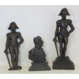 Two Victorian cast iron doorstops in the form of the Duke of Wellington (one lacking plinth base),