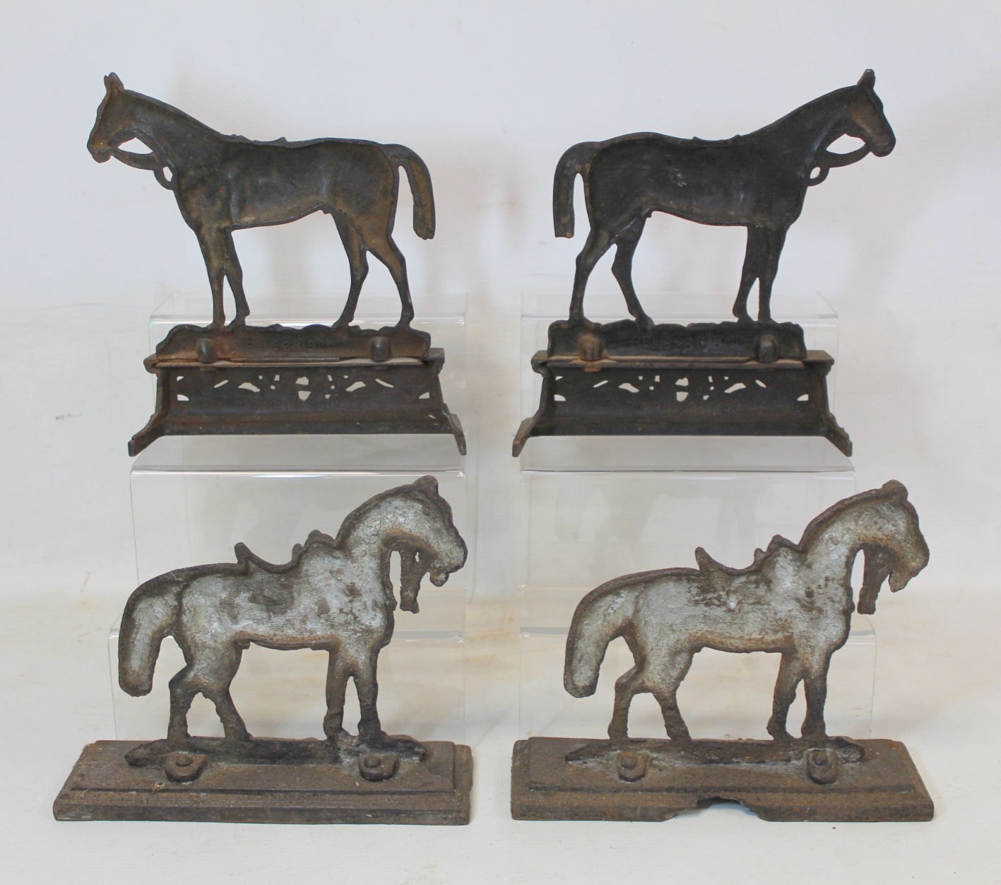 Two pairs of late 19th/early 20th century cast metal doorstops or half ornaments in the form of - Image 2 of 4