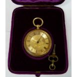 Lever watch for Manning & Co. Worcester with gold dial in engraved 18ct gold o.f. case, Chester