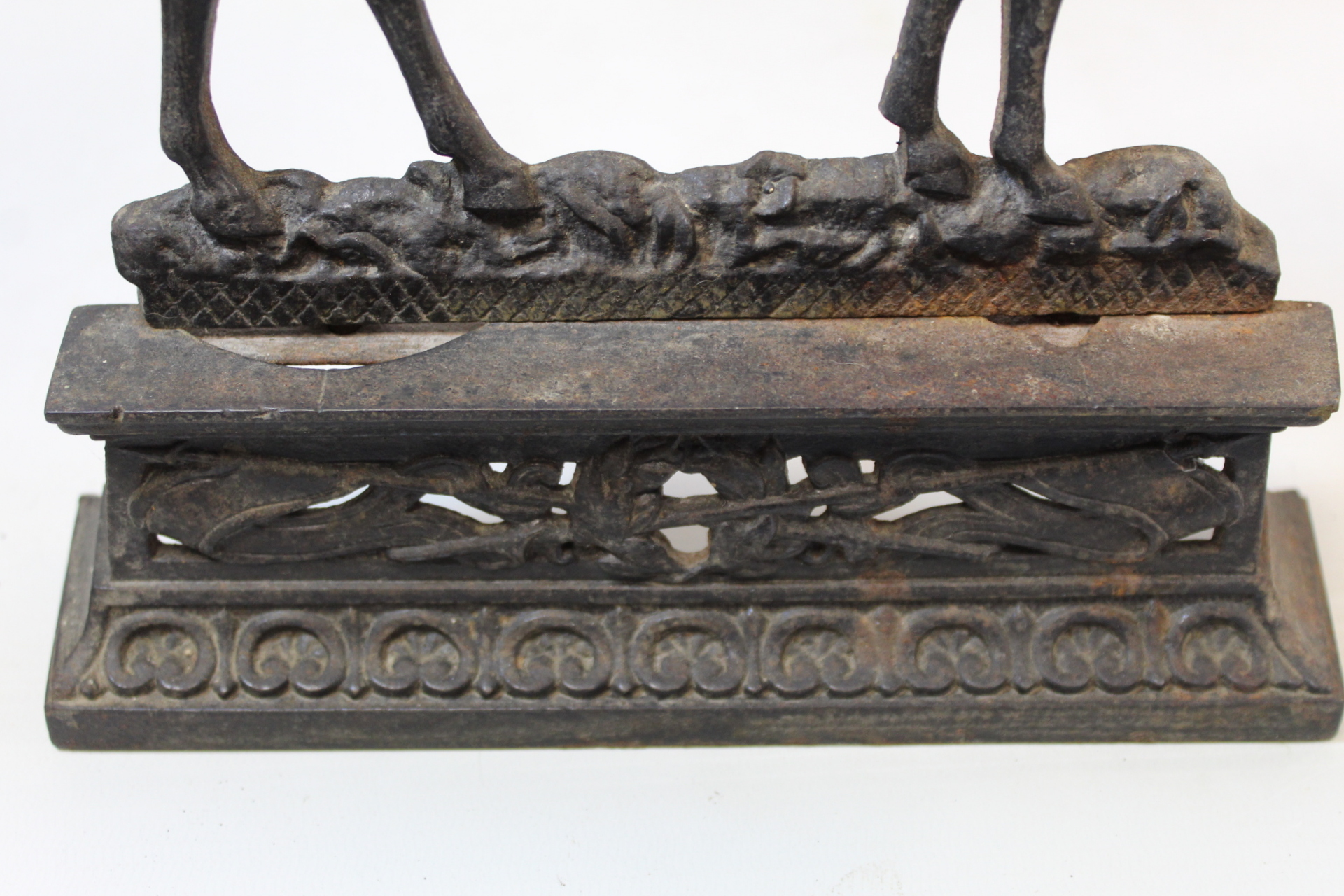 Two pairs of late 19th/early 20th century cast metal doorstops or half ornaments in the form of - Image 4 of 4