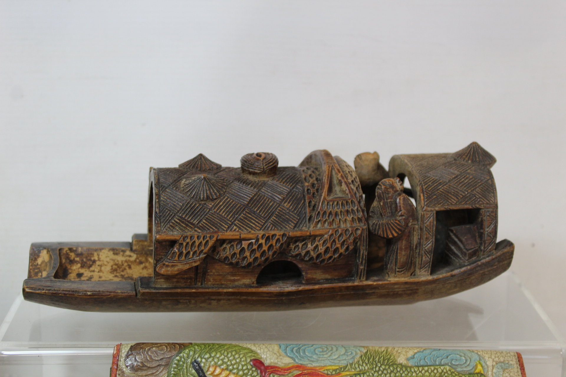 Small collection of Eastern and Oriental items, comprising: carved bamboo Chinese river boat or - Image 3 of 13