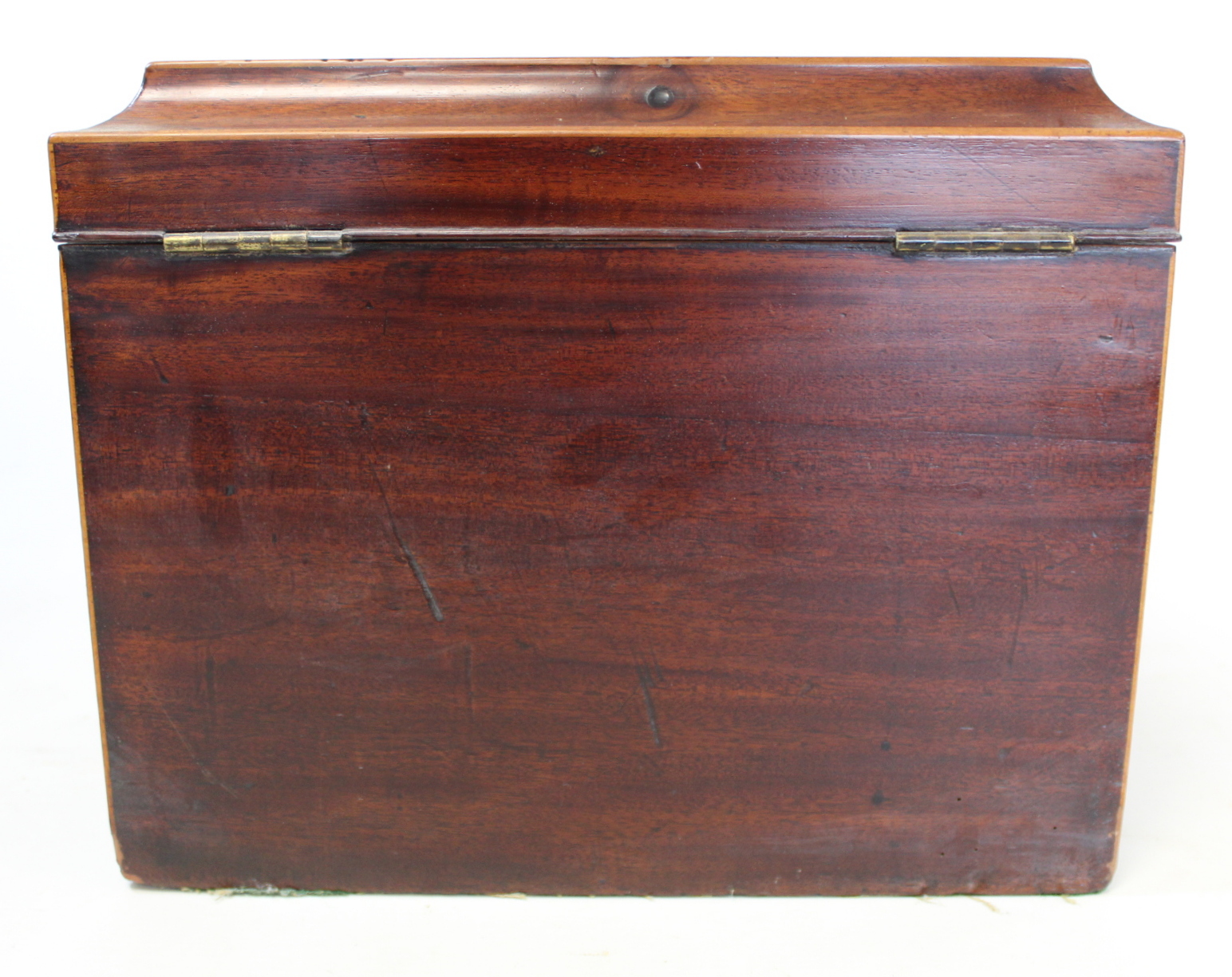 19th century travelling decanter set, the rectangular mahogany box with twin brass carrying handles, - Image 8 of 12