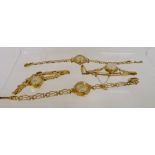 Four lady's 9ct gold bracelet watches. 45g gross.