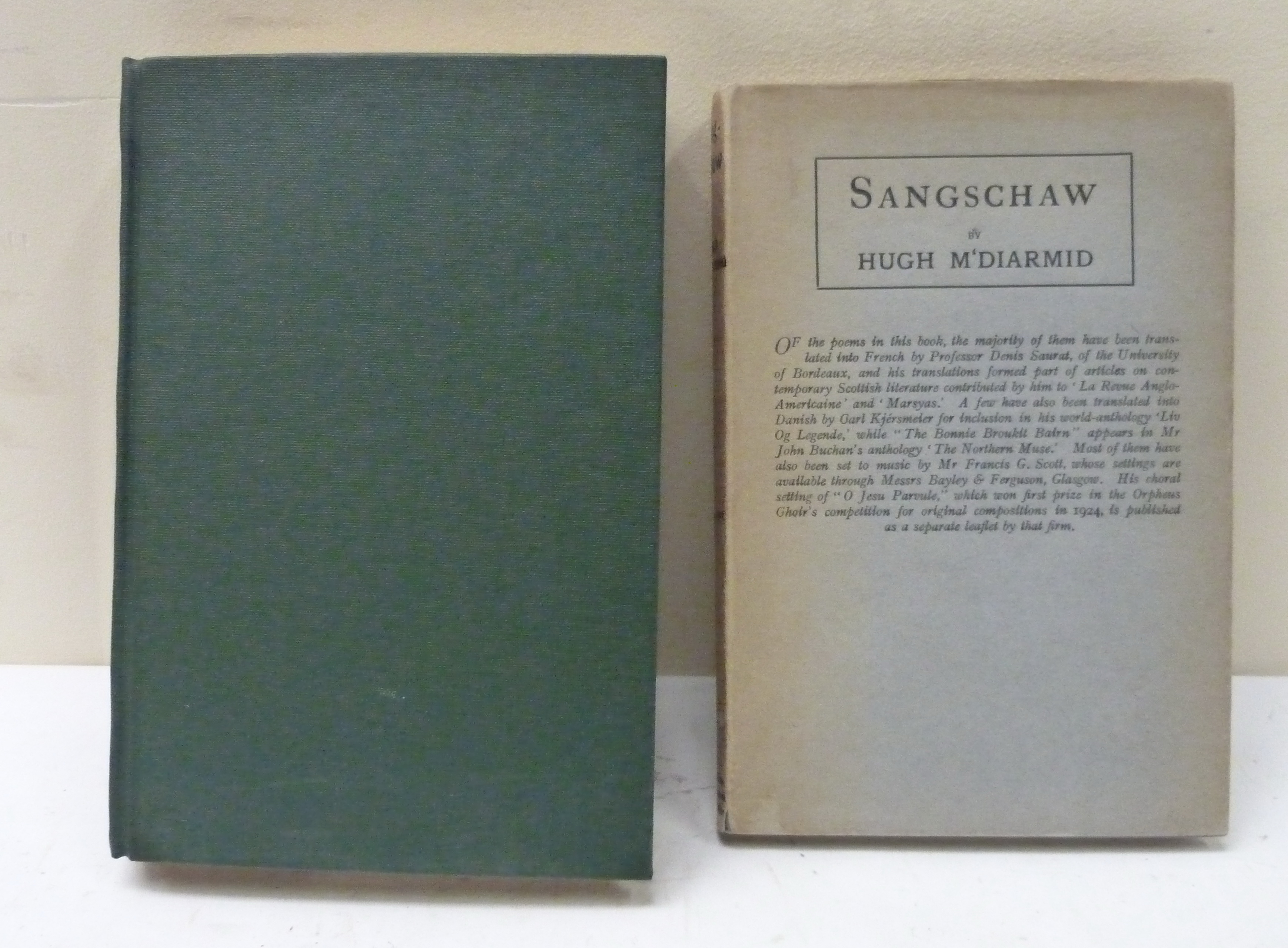 "HUGH MCDIARMID".  Sangschaw. Orig. blue cloth in d.w. 1st ed., 1925; also George Douglas, The House - Image 2 of 4