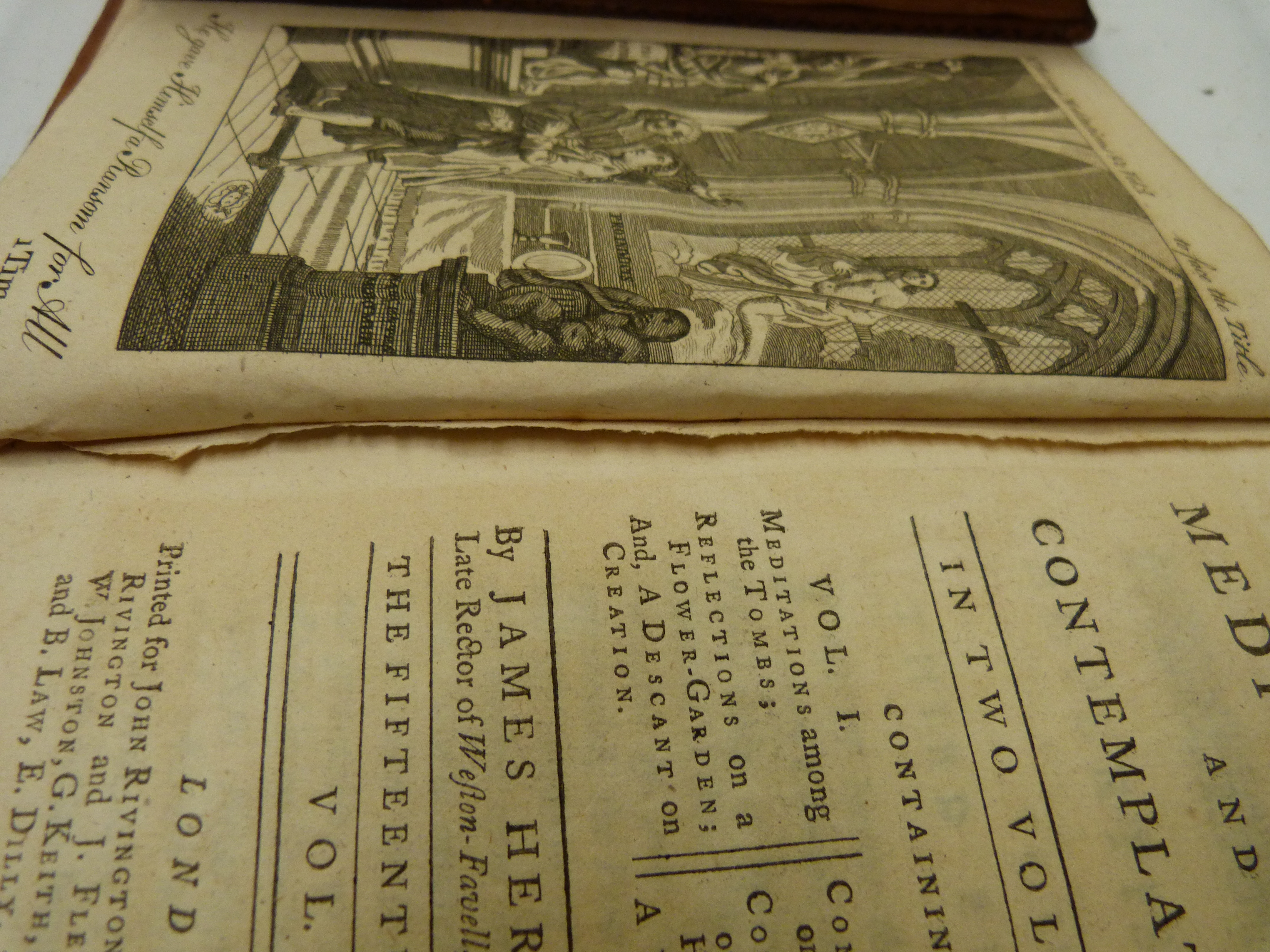 HERVEY JAMES.  Meditations & Contemplations. 2 vols. 2 eng. frontis. Calf. 1760. - Image 3 of 4