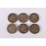 UNITED KINGDOM Victoria (1837-1901) Jubilee head silver crowns 1887, 1888, 1889, 1890 x2 and 1892,