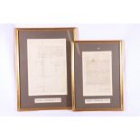 Two 17th century Covenanter's letters dated 13th April 1683 and 22nd October 1683, both framed