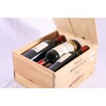 Six bottles of MAISON DELOR 1999 reserve Bordeaux 12% abv 75cl, in original wooden crate OWC