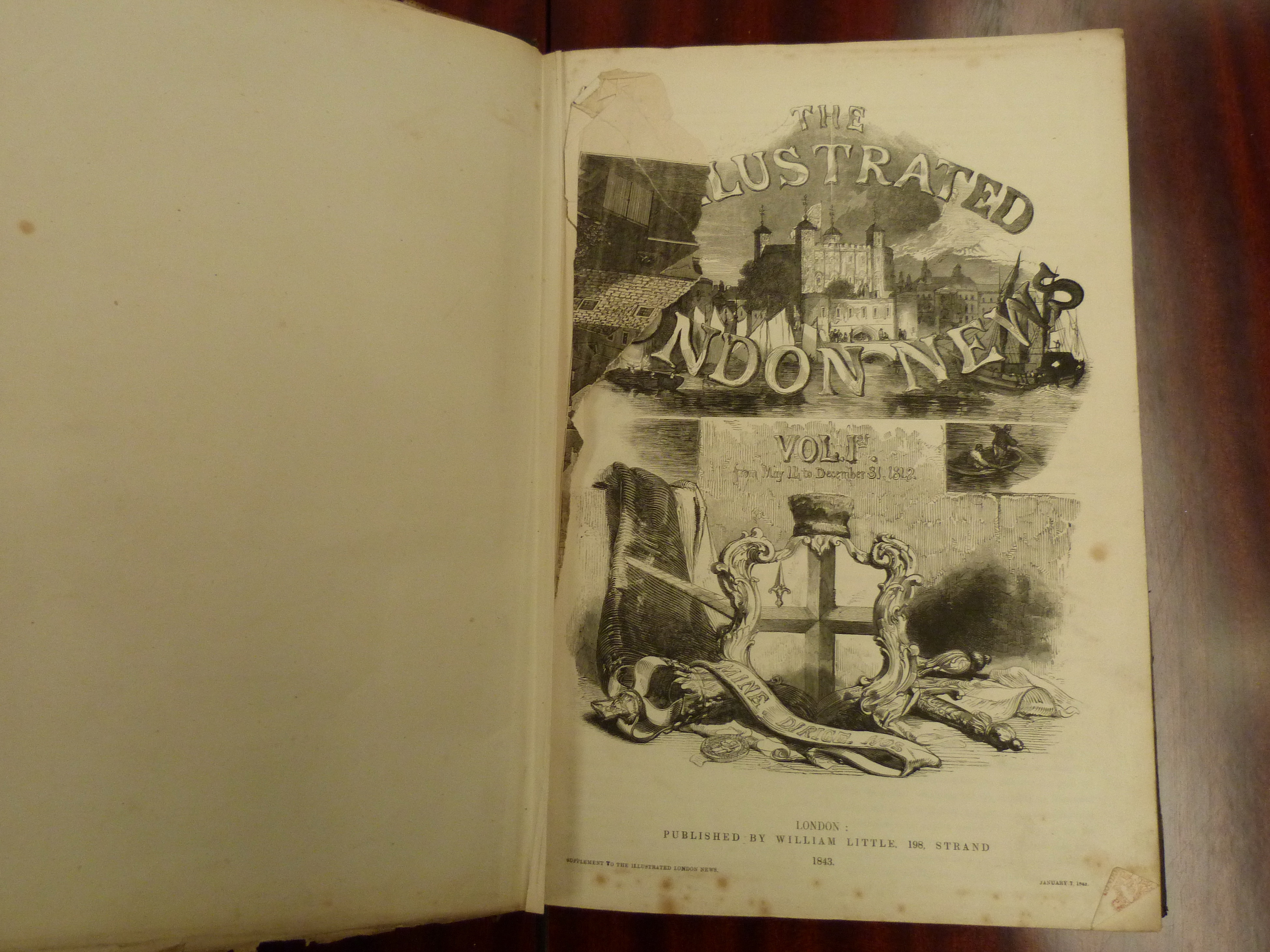 ILLUSTRATED LONDON NEWS.  Bound vols. 1,2 & 6. Many illus. but lacking prelim. plates from each vol. - Image 2 of 3