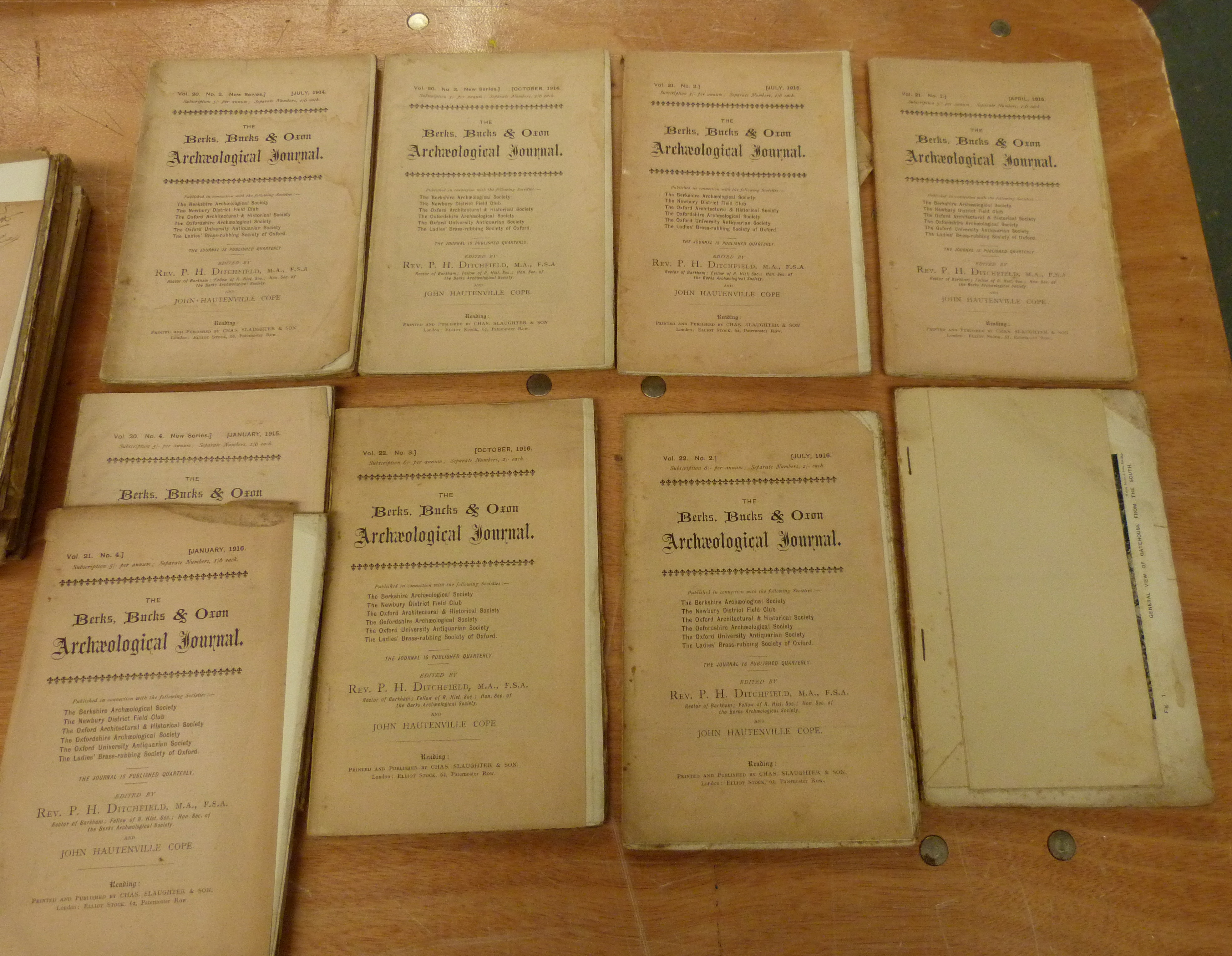 Berks, Bucks & Oxon Archeological Journal. A bundle of 15 various. Mixed cond., some poor. C.1913-