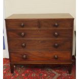 19th century mahogany chest of two short and three long drawers on bracket feet. 112cm