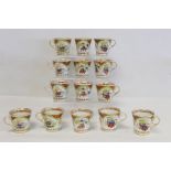 Fourteen early 19th century Chamberlain's Worcester porcelain coffee cups of flared form with C