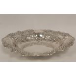 Silver oval sweetmeat dish, pierced and embossed, Birmingham c1900. 8 oz.