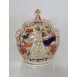Early 19th century English porcelain teapot of oval shape with Imari decoration, unmarked, 16cm