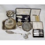 Christoffel e.p. serving spoon, a kettle and various other e.p items, some cased