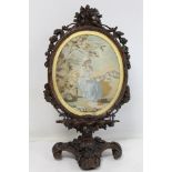 Late 18th/early 19th century reversible dressing table mirror in pierced and carved foliate oval