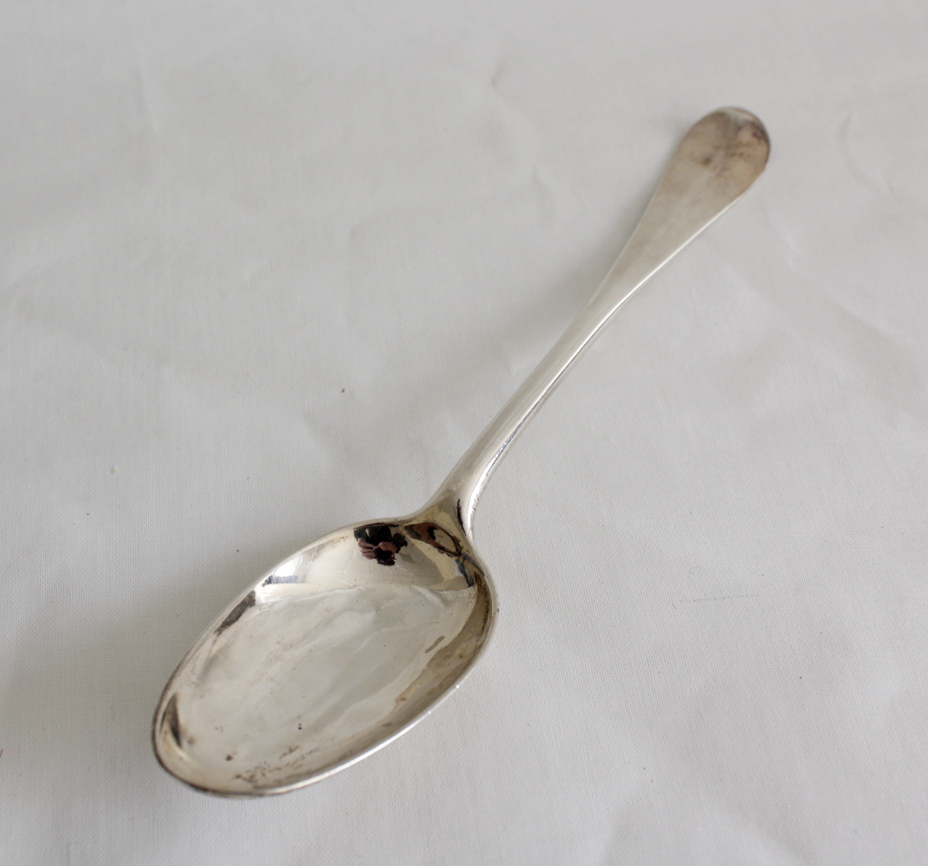 Silver table spoon, Hanoverian pattern by William Davie Edinburgh 1777 and two serving spoons with - Image 2 of 5