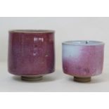 Two Chris Lucas of Wigton studio pottery stoneware footed bowls with mottled red glazes, 10cm and