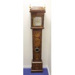 Late 17th century eight day long case clock by Edward Burgis, Londini Fecit No.11, the silvered