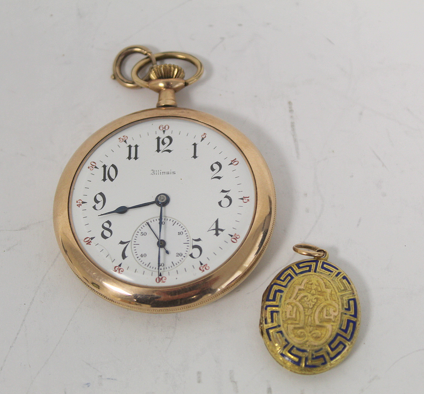 Illinois lever watch, No. 3110381, jewelled to the centre, in rolled gold o.f. case, and a Victorian