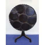 18th/early 19th century Anglo Indian style circular supper table the top segmented into eight dished