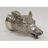 Silver stirrup cup modelled as a fox head with gilt interior, by John Ogden and Sons 1972, 16.5