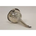 Silver wine funnel, part fluted with moulded edge, the cup with gadrooned edge, scallop grip and the
