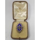 Georgian gold brooch/pendant of navette shape with rose diamond fleur de lis and surrounding