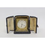 Zenith boudoir timepiece with silvered dial, gilt metal with case.