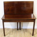 19th century mahogany tea table on square supports. 113cm wide.