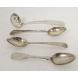 Scottish Provincial silver toddy ladle, fiddle pattern by John McQueen, Banff c1820 24g and three
