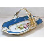 19th century Continental porcelain sweetmeat basket of oval form with moulded pierced foliate