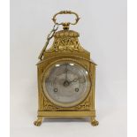 Early 20th Century ormolu mantel clock with engine turned silvered dial and platform lever movement,