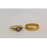 Diamond ring in 18ct gold, 1910 and another 1872. 5.4g