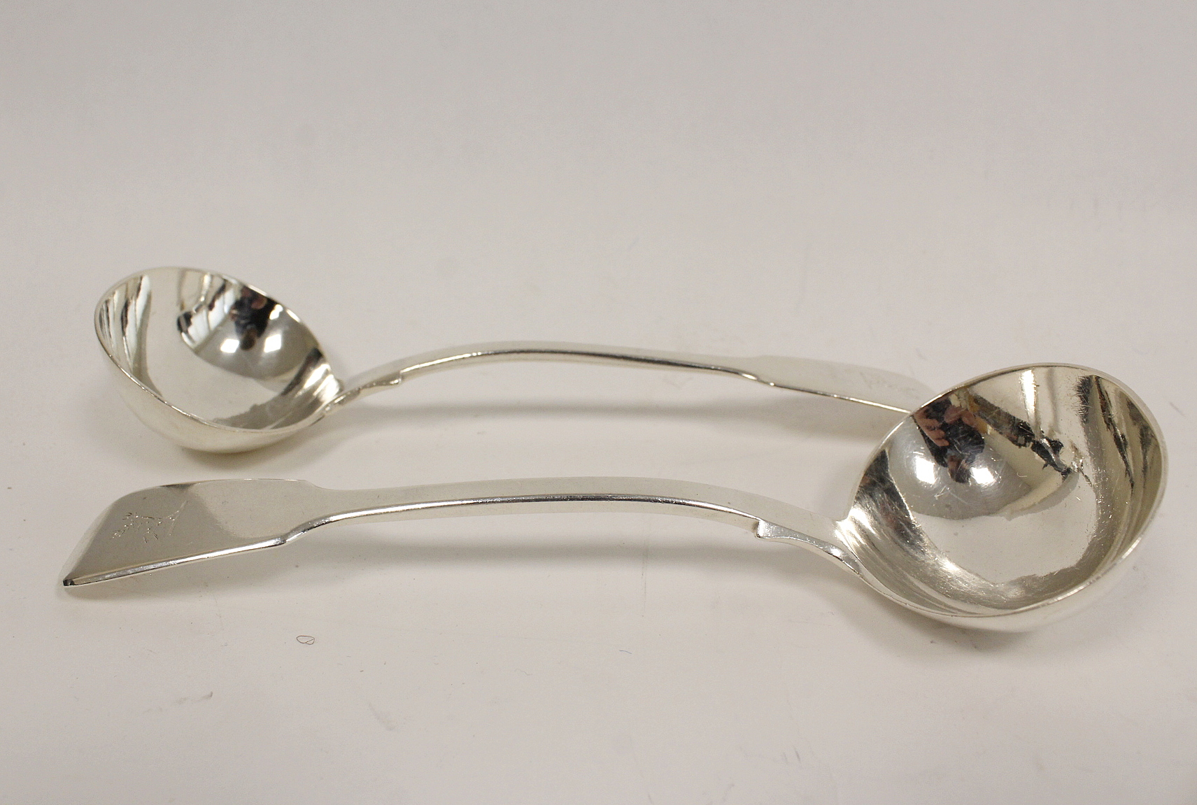 Pair of silver sauce ladles fiddle pattern by George Adams 1844 41/2oz 148g. - Image 2 of 4