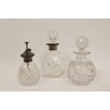 Mounted glass scent bottle probably 1902, a similar scent spray 1922 and another (3)