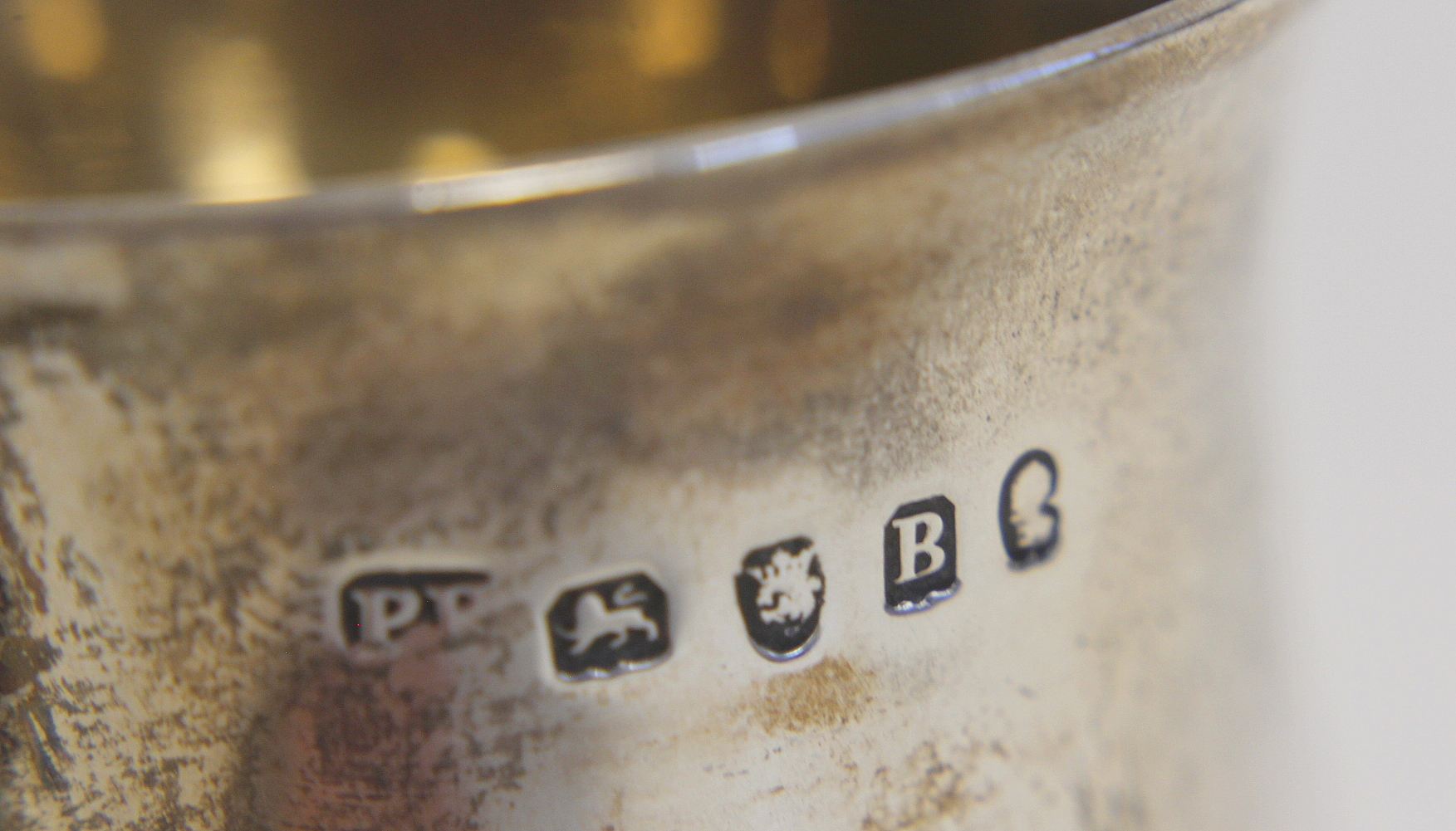 Silver baluster christening mug with scroll handle on moulded foot, initialled Maker P.B? 1797. - Image 3 of 3