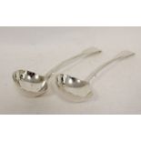 Pair of silver sauce ladles fiddle pattern by George Adams 1844 41/2oz 148g.