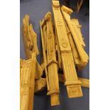 Architectural salvage possibly maritime, a group of carved pilasters, uprights and mouldings