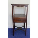 19th century mahogany two tier night stand with frieze drawer