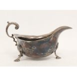 Silver sauceboat with cut edge and flying scrolling handle, Adie Brothers 1897, 6oz, 18 g gross