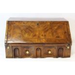 Miniature Queen Anne walnut table top writing desk with fall front, fitted interior and single