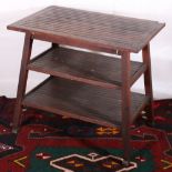 Arts & Crafts style three tier oak deck table luggage rack with plaque for "Castle's Shipbreaking