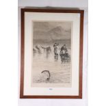 AFTER CHARLES WHYMPER RI, (1853-1941), Salmon Fishing, Etching by H R ROBERTSON, 58cm x 35cm