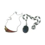 Art Deco style silver and marcasite cocktail necklace stamped EEHA Sterling and a silver and