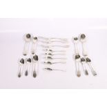 A harlequin part suite of silver flatware including three table forks by Charles Boyton II London