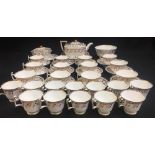 19th century forty-two piece Spode Felspar porcelain part tea and coffee set numbered 3417 to