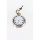 Antique silver pair case pocket watch, the works engraved "Wm Kinnach No5467 Dunbar", the case