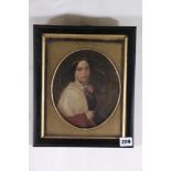 19TH CENTURY SCHOOL Portrait of a female in oval Unsigned oil on canvas, 20cm x 17cm