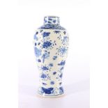 19th Century Chinese Mei Ping blue and white vase decorated with butterflies, birds and flowers,